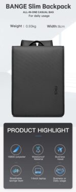 Bange® Σακίδιο πλάτης 11LT Laptop 14” 7252 Μαύρο - Image 2