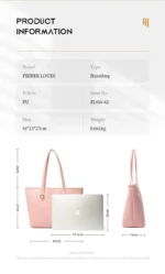 Pierre Loues® Τσάντα Τσάντα Ώμου Shopper 14LT 914-62 Ρόζ - Image 6