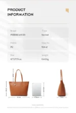 Pierre Loues® Τσάντα Τσάντα Ώμου Shopper 14LT 914-62 Καφέ - Image 9