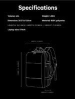 Bange® Σακίδιο Πλάτης Vacuum 17,3” 36LT 3028 Μαύρο - Image 20