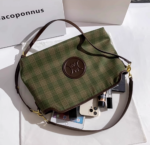 Jacoponnus® Γυναικεία Τσάντα ώμου / χειρός 12,5LT 9A168 (Green Brown grid) - Image 9