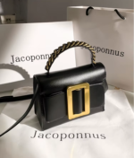 Jacoponnus® Γυναικεία Τσάντα ώμου / χειρός 1,6LT 2432 (Black Gold rectangular square) - Image 8