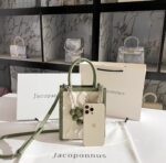 Jacoponnus® Γυναικεία Τσάντα ώμου / χειρός 2,6LT 319 (Green White with Beads) - Image 11