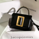 Jacoponnus® Γυναικεία Τσάντα ώμου / χειρός 1,6LT 2432 (Black Gold rectangular square) - Image 2