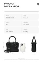 Pierre Loues® Γυναικεία Τσάντα Χειρός / Χιαστί 4,1LT 615-14-A86 Μαύρη - Image 8