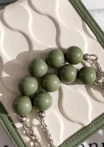 Jacoponnus® Γυναικεία Τσάντα ώμου / χειρός 2,6LT 319 (Green White with Beads) - Image 5