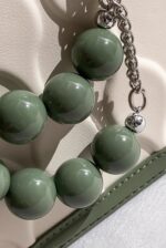 Jacoponnus® Γυναικεία Τσάντα ώμου / χειρός 2,2LT 10012 (Beige & Green Beads) - Image 5