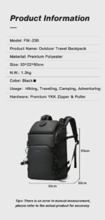 Bange® Σακίδιο Πλάτης / Σακβουαγιάζ Ορειβατικό 36LT Laptop 15,6” FW230 μαύρο - Image 18