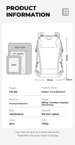 Bange® Σακίδιο πλάτης Πολλαπλών χρήσεων Outdoor 30LT 15,6'' FW226 Μαύρο - Image 7